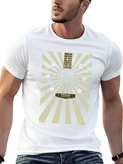 Guitar Burst Graphic T-Shirt - Distressed Design