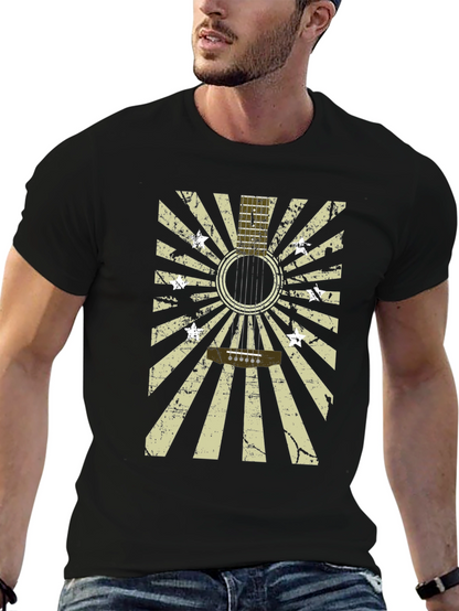Guitar Burst Graphic T-Shirt - Distressed Design