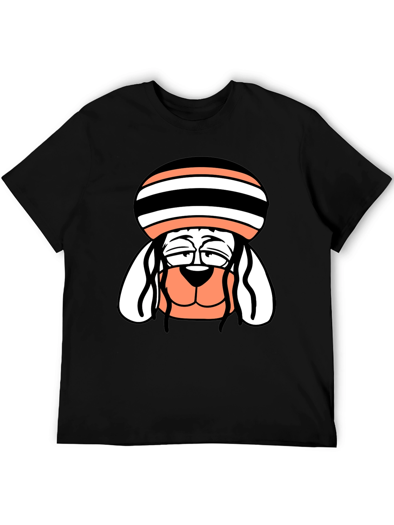 Cool Dog Cartoon Tee - Black Cotton Blend
