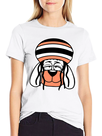Cool Dog Cartoon Tee - Black Cotton Blend