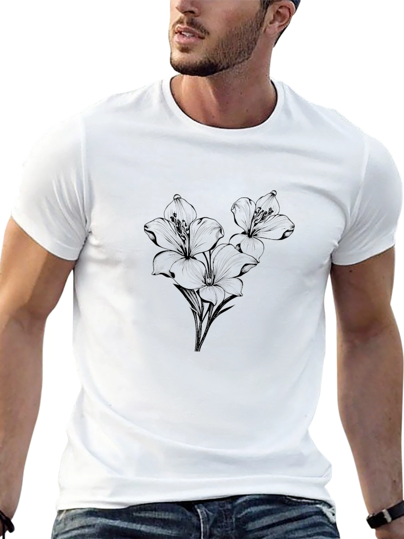 Floral Print Crew Neck T-Shirt - Casual Style