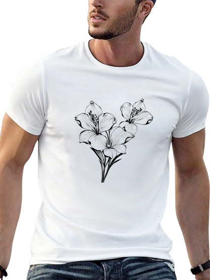 Floral Print Crew Neck T-Shirt - Casual Style
