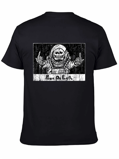 Peace On Earth Skeleton Astronaut Graphic Tee