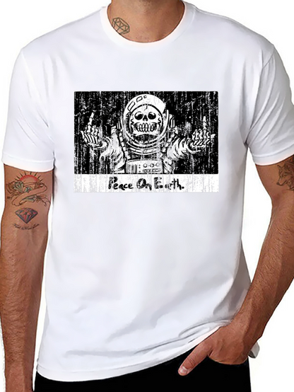 Peace On Earth Skeleton Astronaut Graphic Tee