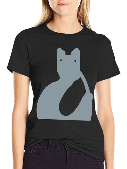 Abstract Cat Graphic Tee - Modern Black T-Shirt
