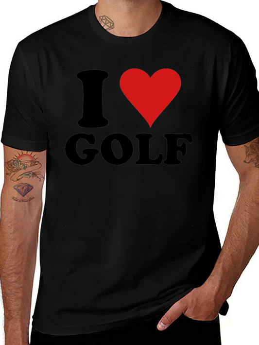 I Love Golf T-Shirt - Black Tee with Heart Graphic