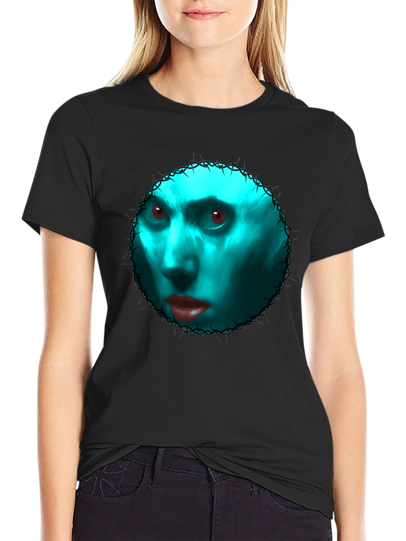 Gothic Blue Face Graphic Tee