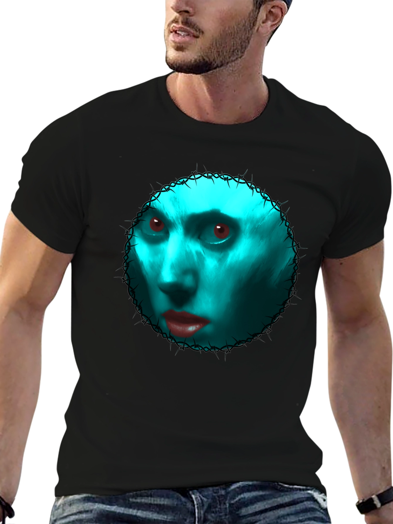 Gothic Blue Face Graphic Tee