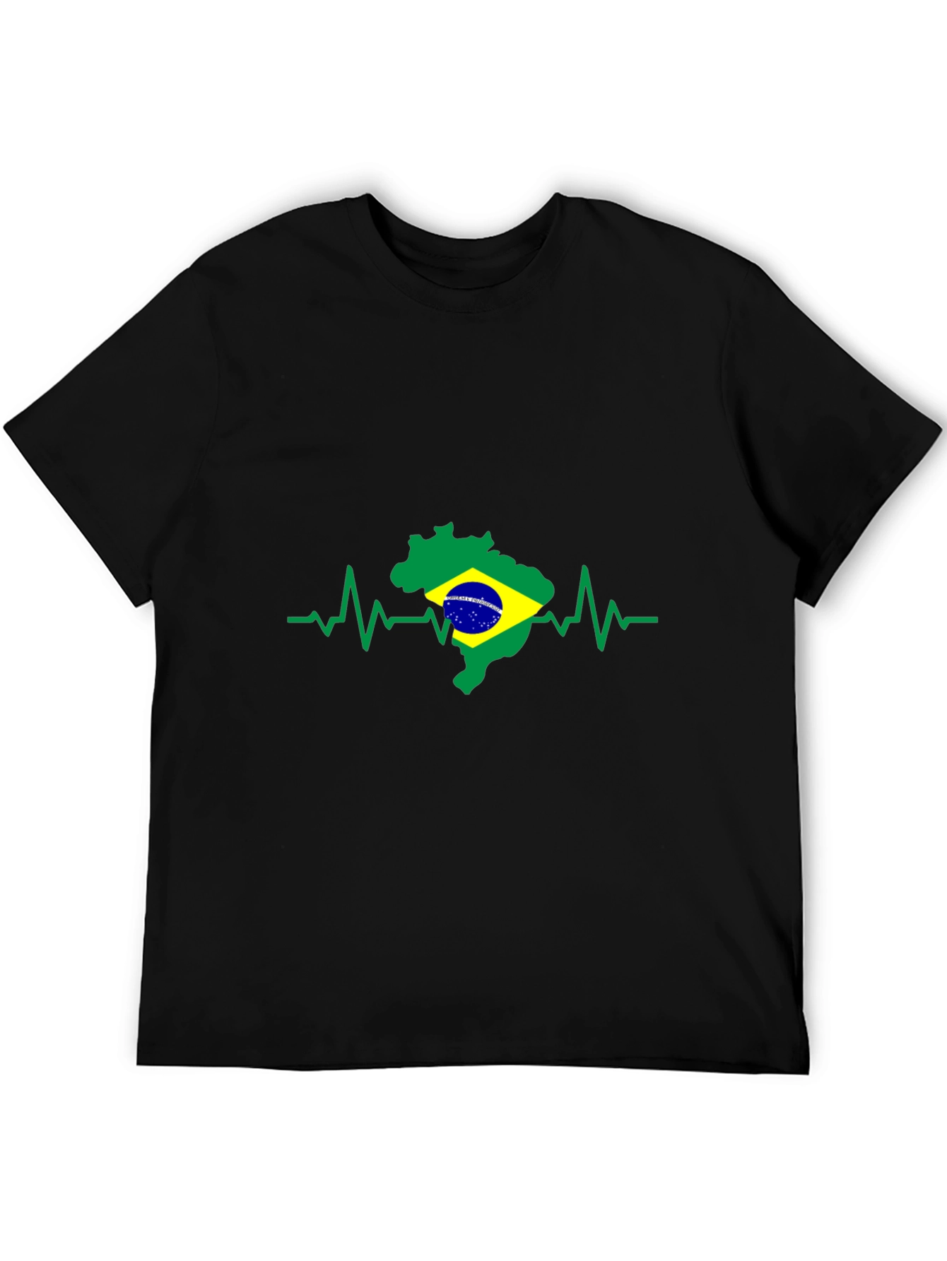 Brazil Flag Heartbeat T-Shirt