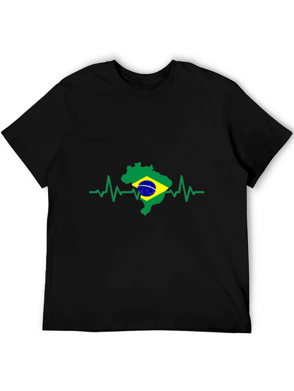 Brazil Flag Heartbeat T-Shirt