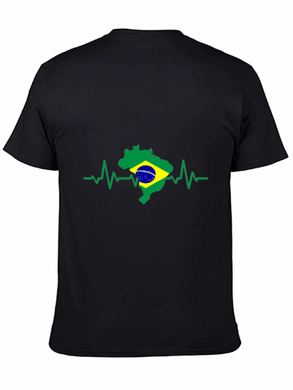 Brazil Flag Heartbeat T-Shirt