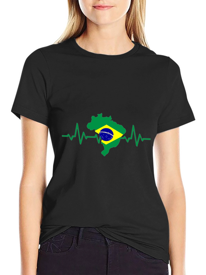 Brazil Flag Heartbeat T-Shirt