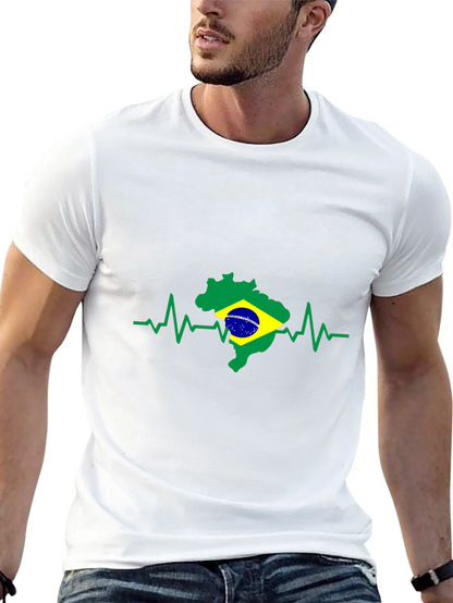 Brazil Flag Heartbeat T-Shirt