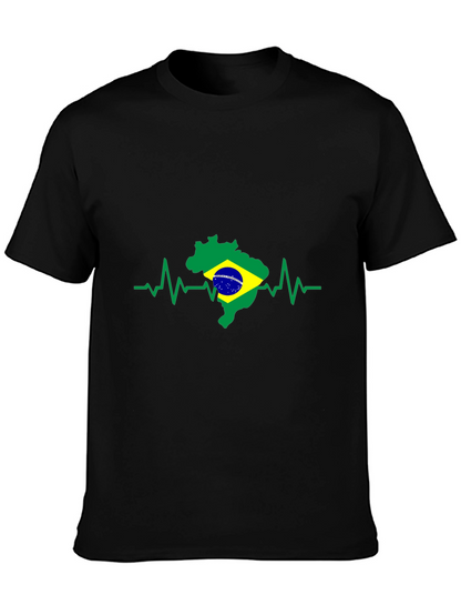 Brazil Flag Heartbeat T-Shirt