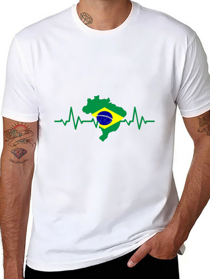 Brazil Flag Heartbeat T-Shirt