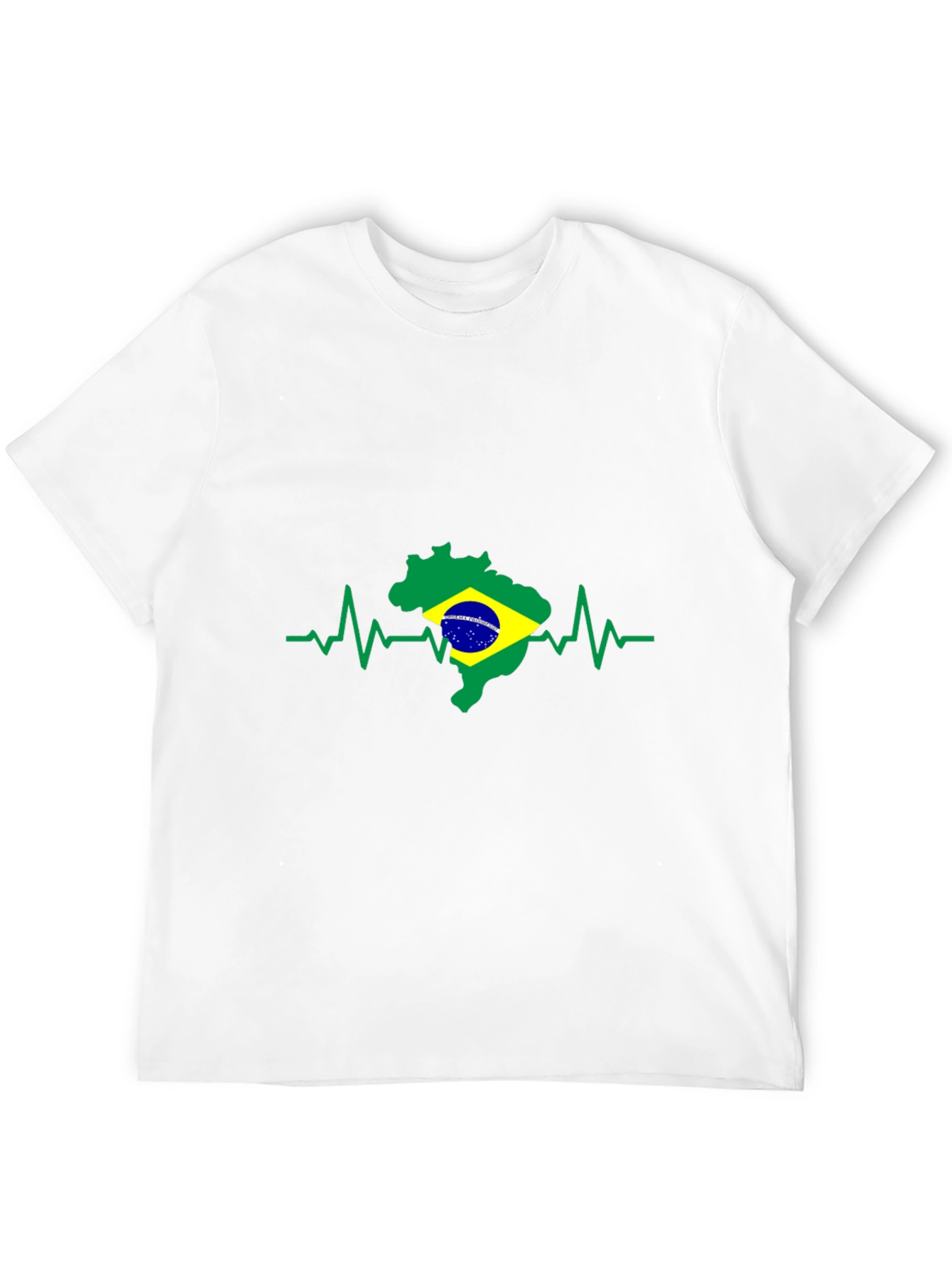 Brazil Flag Heartbeat T-Shirt