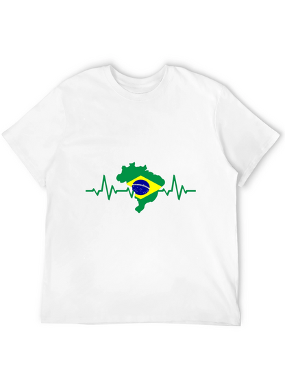 Brazil Flag Heartbeat T-Shirt
