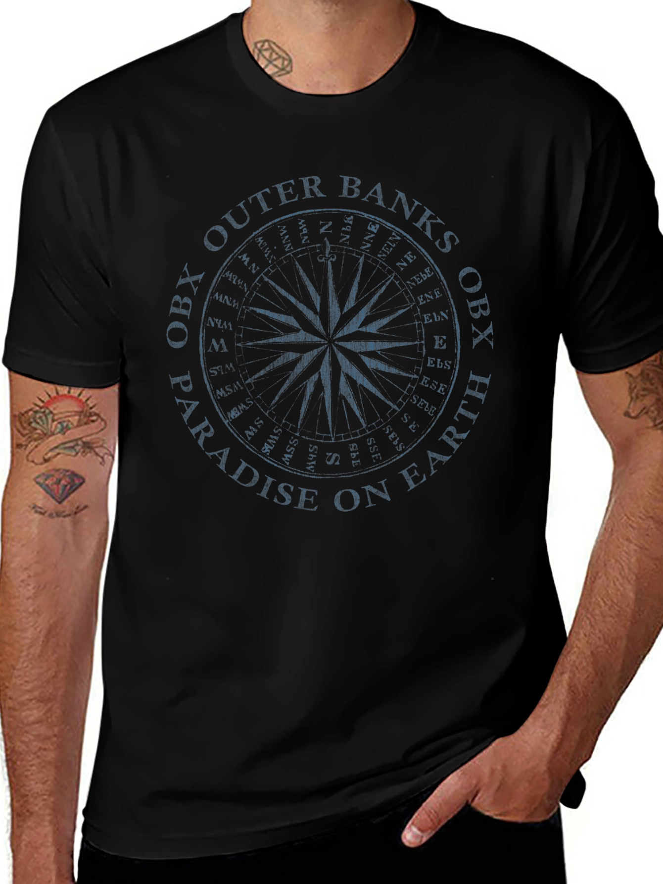 OBX Outer Banks Compass Black T-Shirt