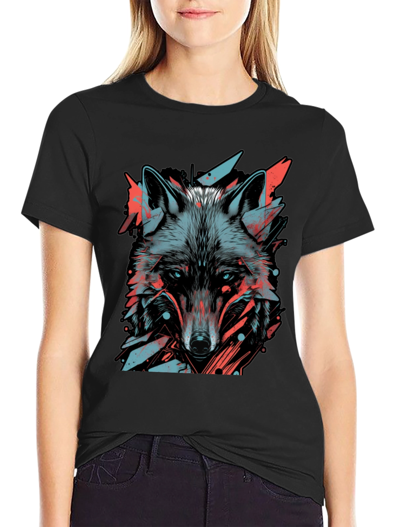 Abstract Wolf Graphic Tee - Modern Style