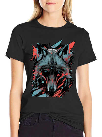 Abstract Wolf Graphic Tee - Modern Style