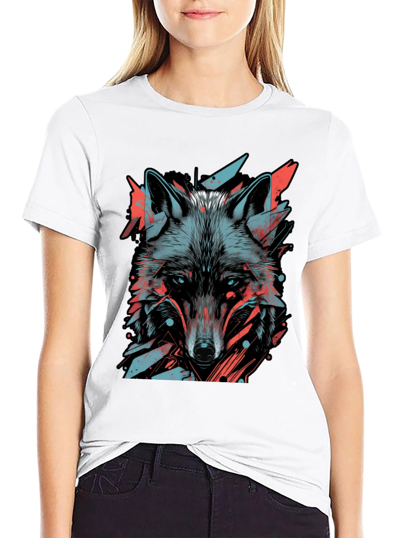 Abstract Wolf Graphic Tee - Modern Style