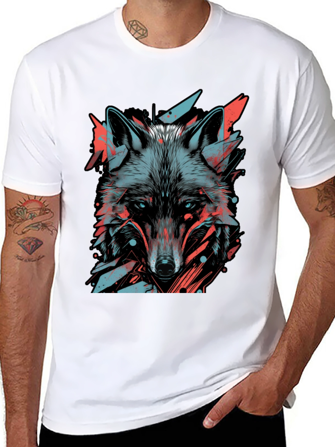 Abstract Wolf Graphic Tee - Modern Style