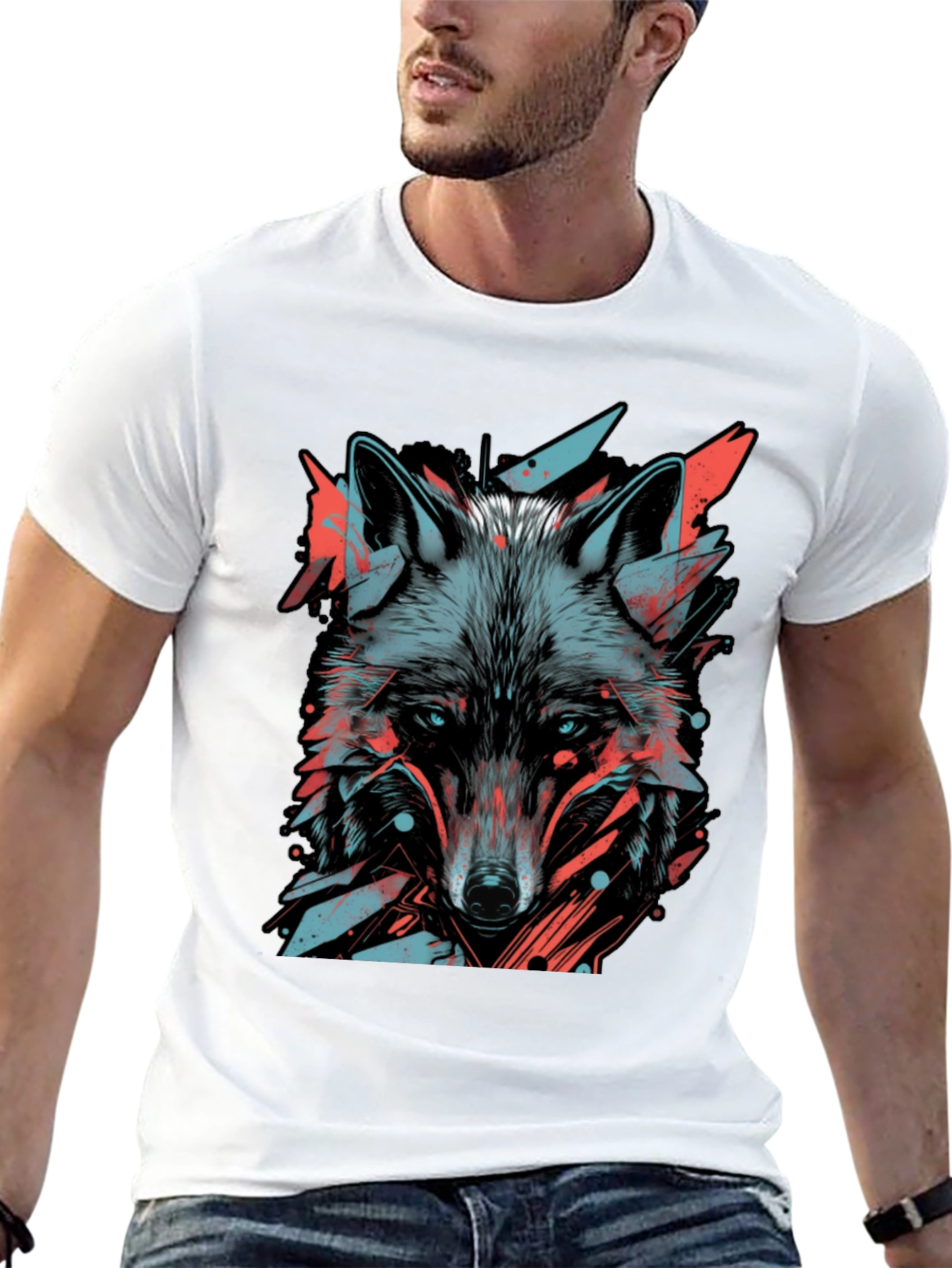 Abstract Wolf Graphic Tee - Modern Style