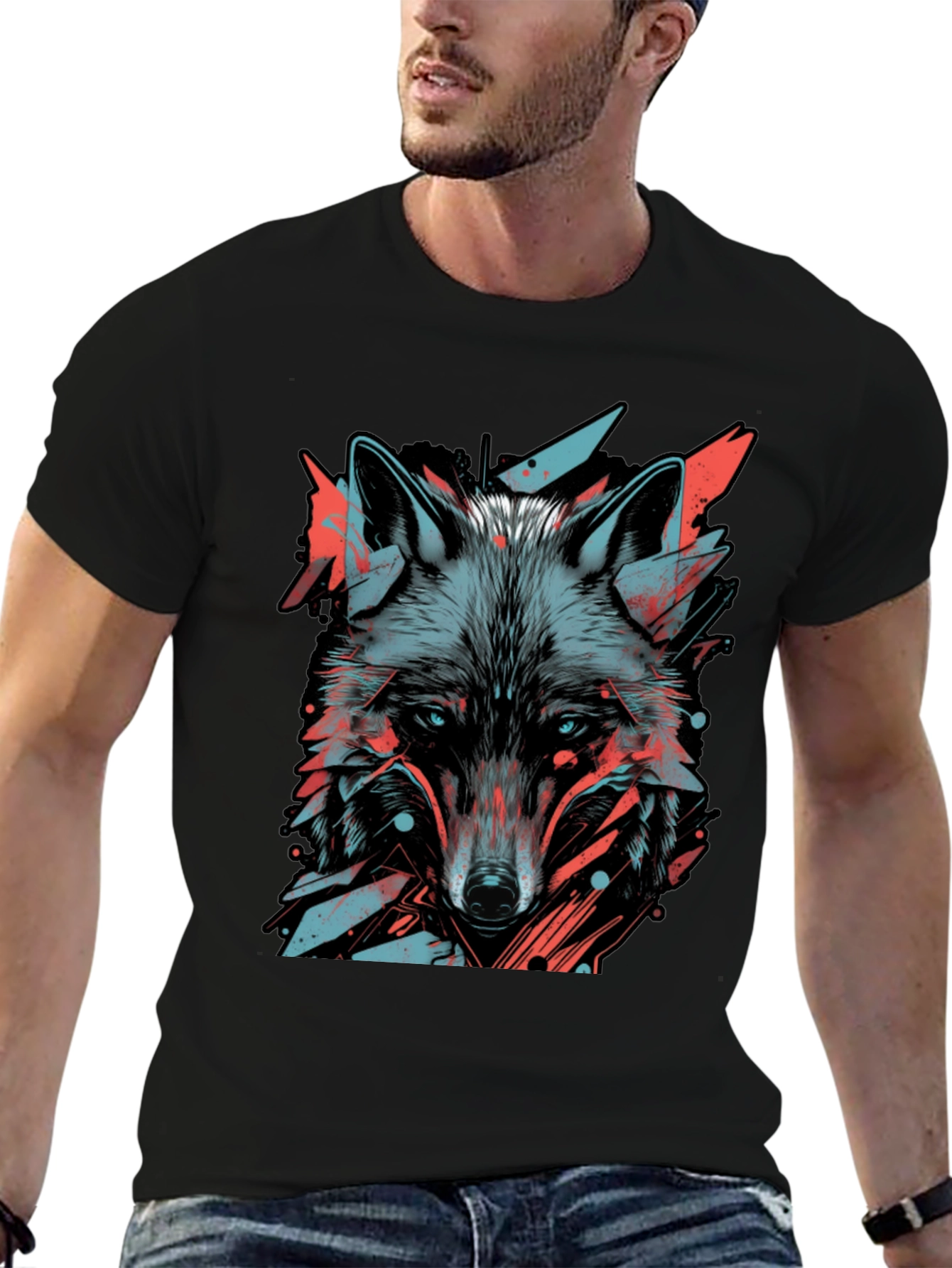 Abstract Wolf Graphic Tee - Modern Style