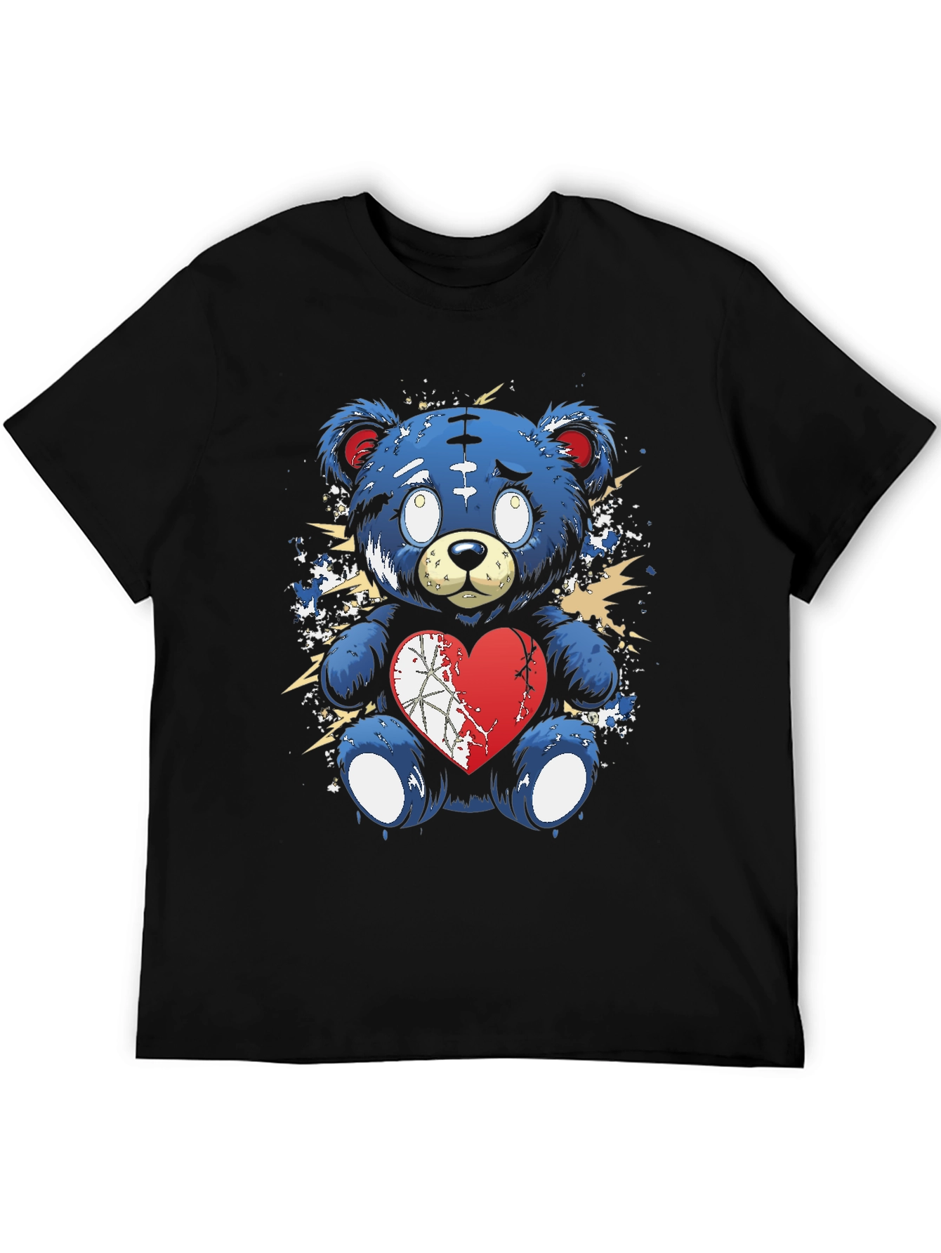 Broken Heart Teddy Bear Graphic Tee - Black