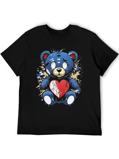 Broken Heart Teddy Bear Graphic Tee - Black