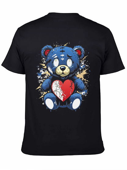 Broken Heart Teddy Bear Graphic Tee - Black