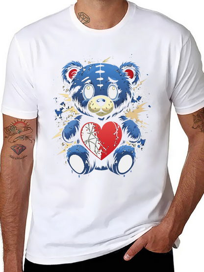 Broken Heart Teddy Bear Graphic Tee - Black