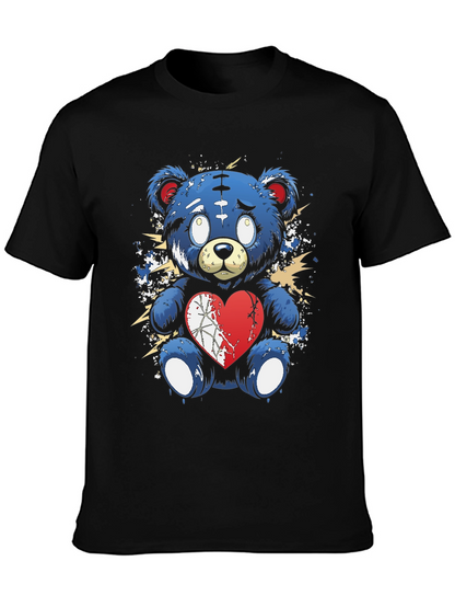 Broken Heart Teddy Bear Graphic Tee - Black