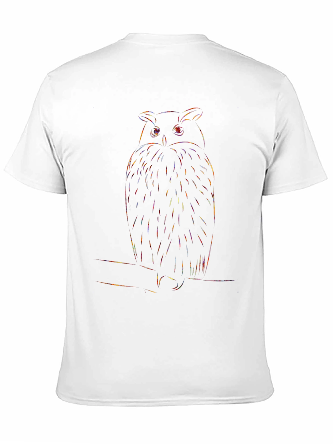 Rainbow Owl Graphic Print Black T-Shirt