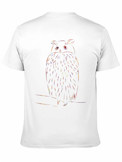 Rainbow Owl Graphic Print Black T-Shirt