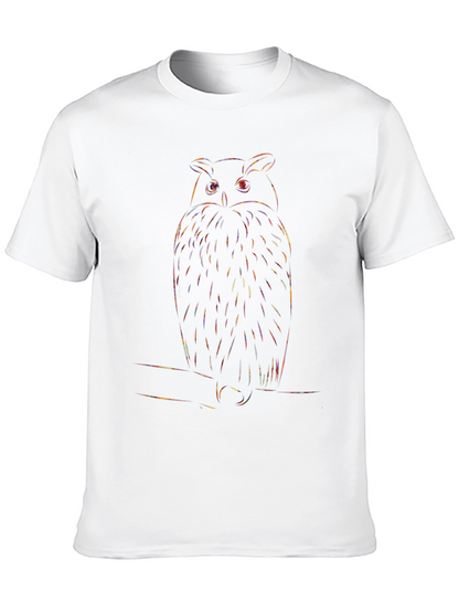 Rainbow Owl Graphic Print Black T-Shirt