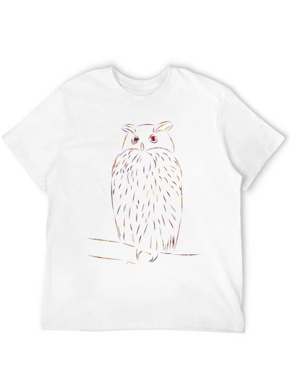 Rainbow Owl Graphic Print Black T-Shirt