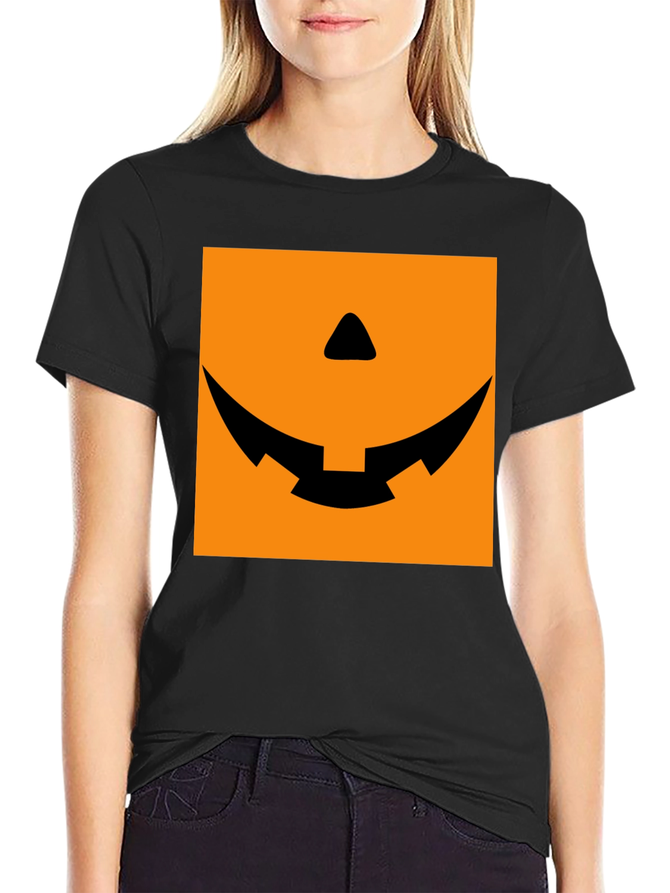 Spooky Pumpkin Face Graphic Tee - Halloween