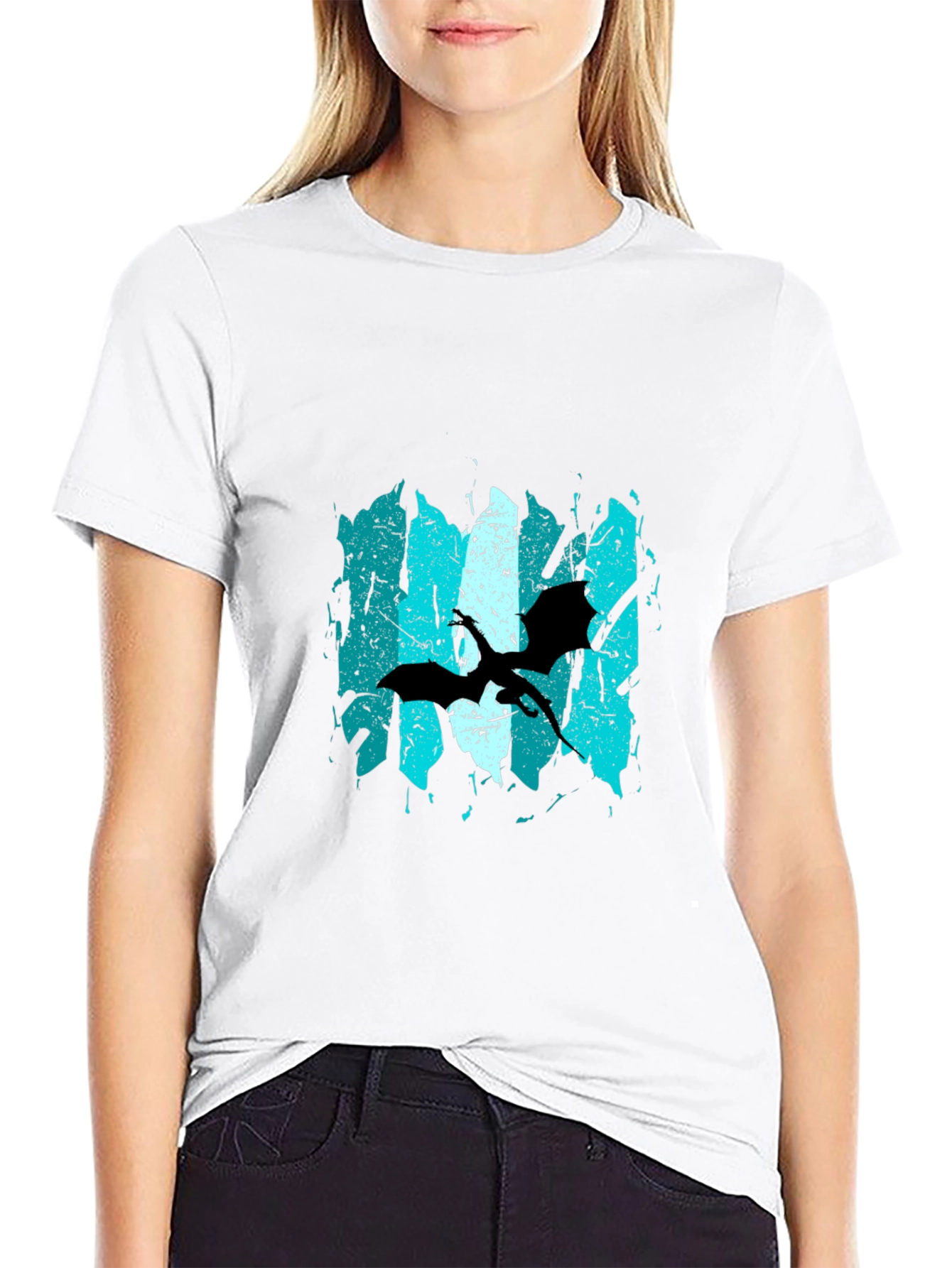 Grunge Pterodactyl Graphic Tee - Black