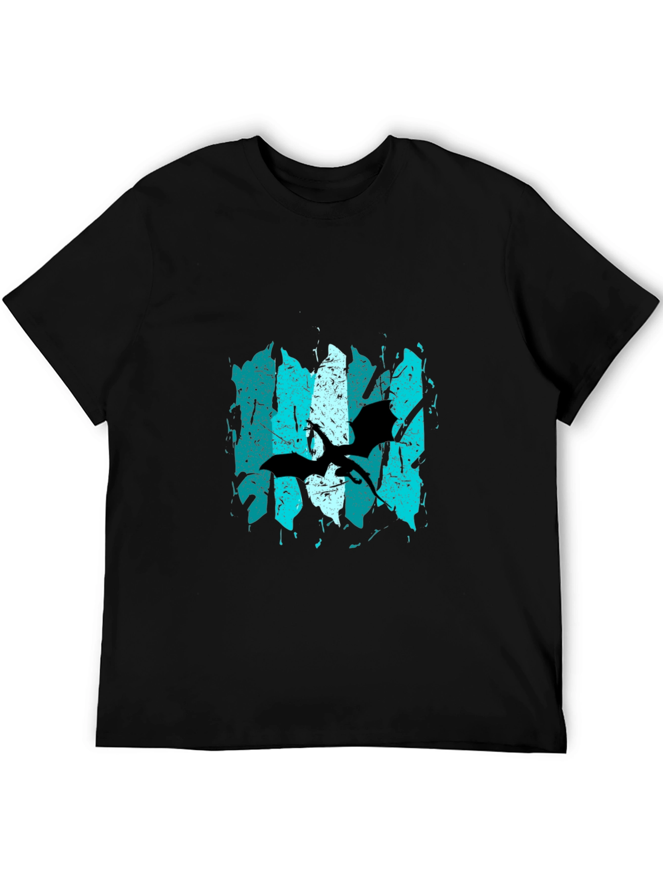 Grunge Pterodactyl Graphic Tee - Black