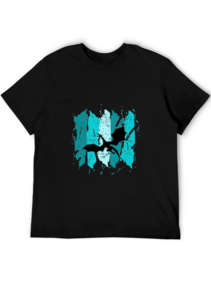 Grunge Pterodactyl Graphic Tee - Black