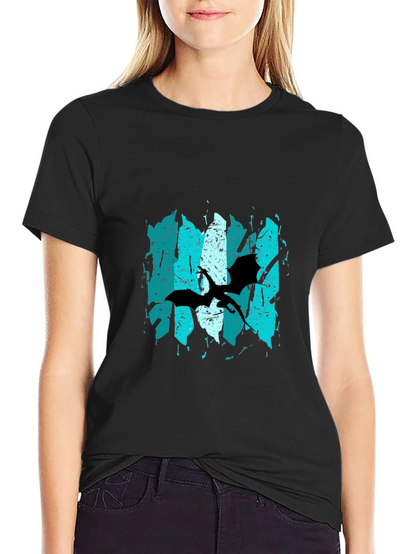 Grunge Pterodactyl Graphic Tee - Black