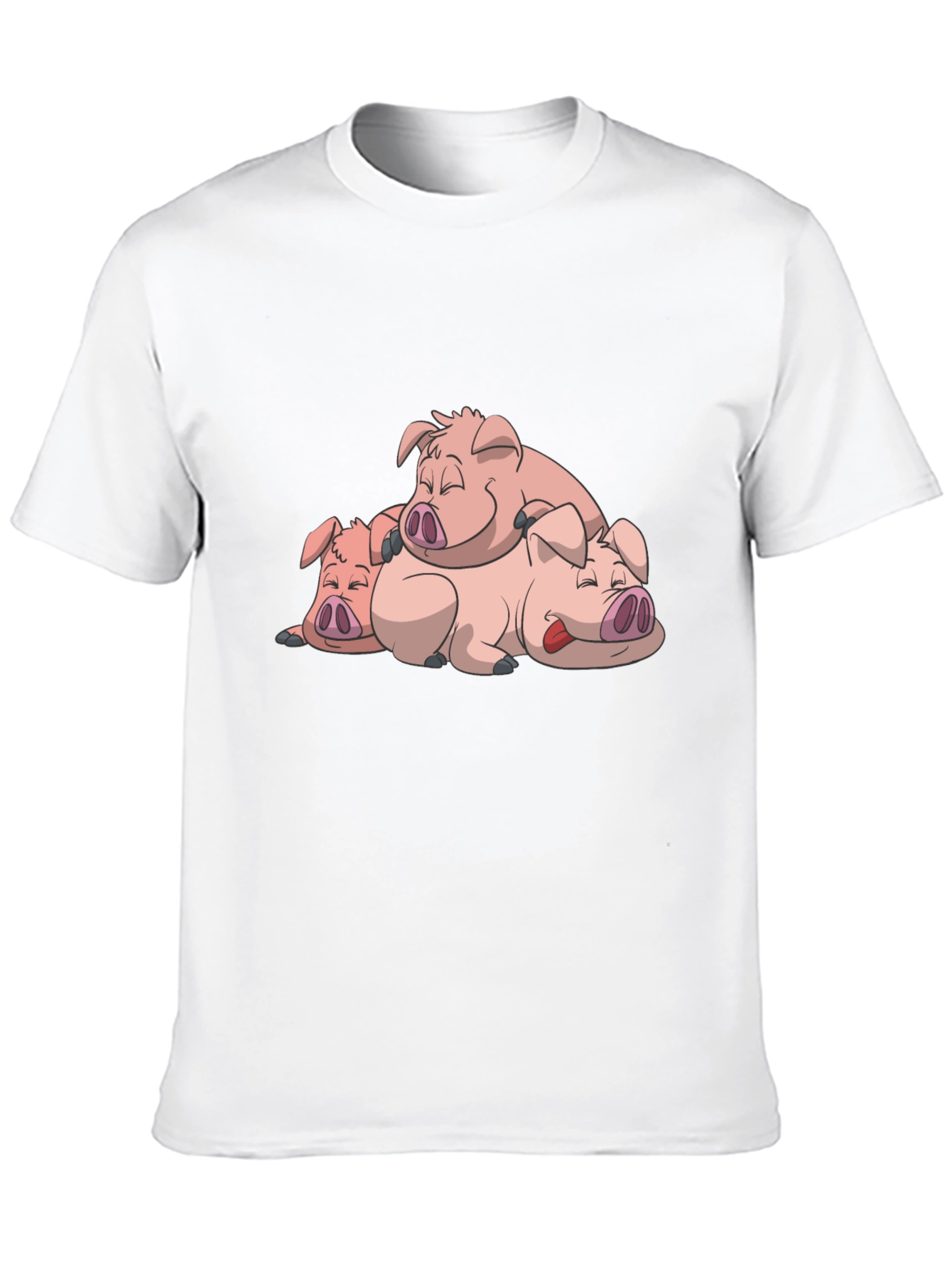 Cute Sleeping Pigs Black T-Shirt