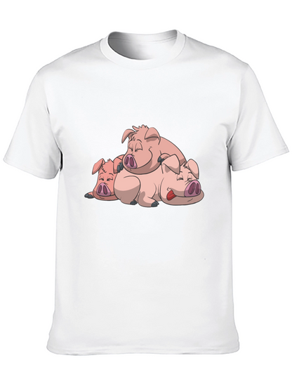 Cute Sleeping Pigs Black T-Shirt