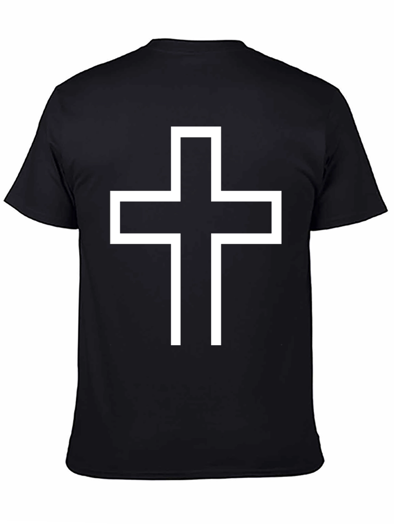 Simple Cross Graphic Black Tee Shirt