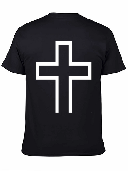 Simple Cross Graphic Black Tee Shirt
