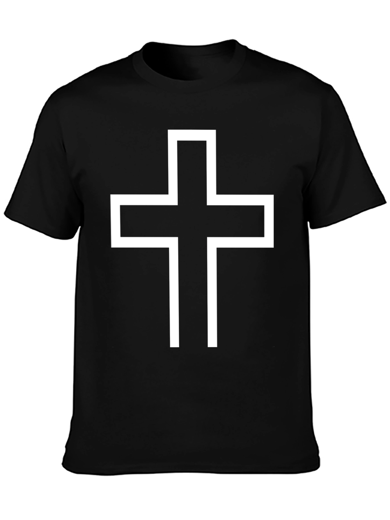 Simple Cross Graphic Black Tee Shirt