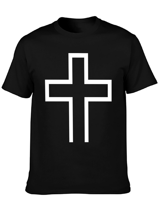 Simple Cross Graphic Black Tee Shirt