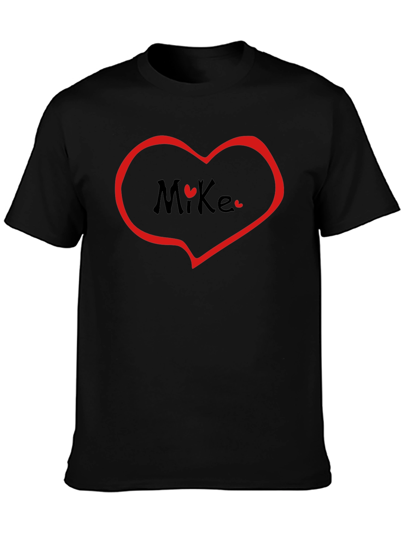 Heart Mike T-Shirt - Black Crew Neck