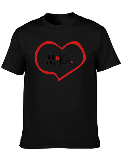 Heart Mike T-Shirt - Black Crew Neck